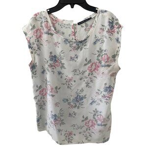 Abercrombie & Fitch Floral Sleeveless Blouse White Pink Blue Sz S